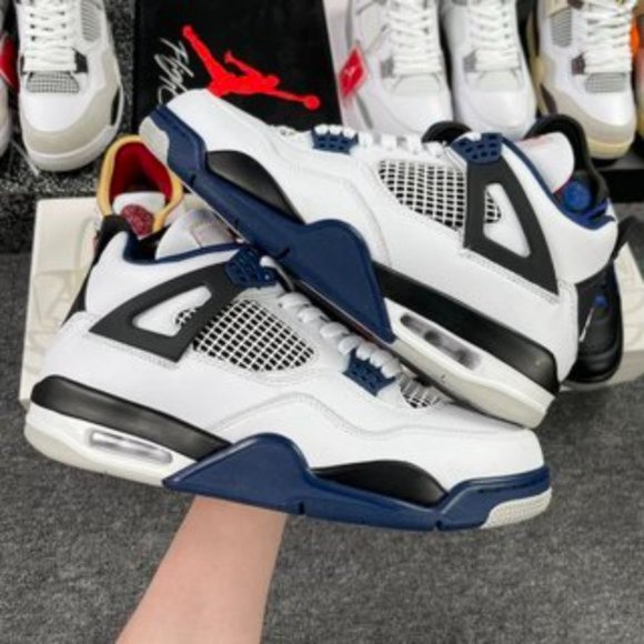 Air Jordan 4 white black blue main image 7
